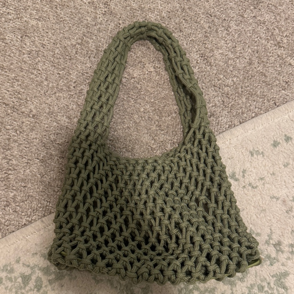 Green Crochet Tote Mini Bag